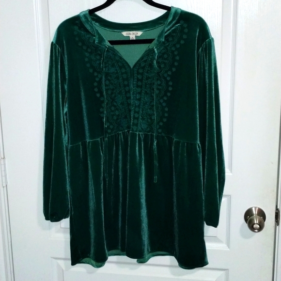 The Pioneer Woman Tops - Pioneer woman velvet green blouse- final price